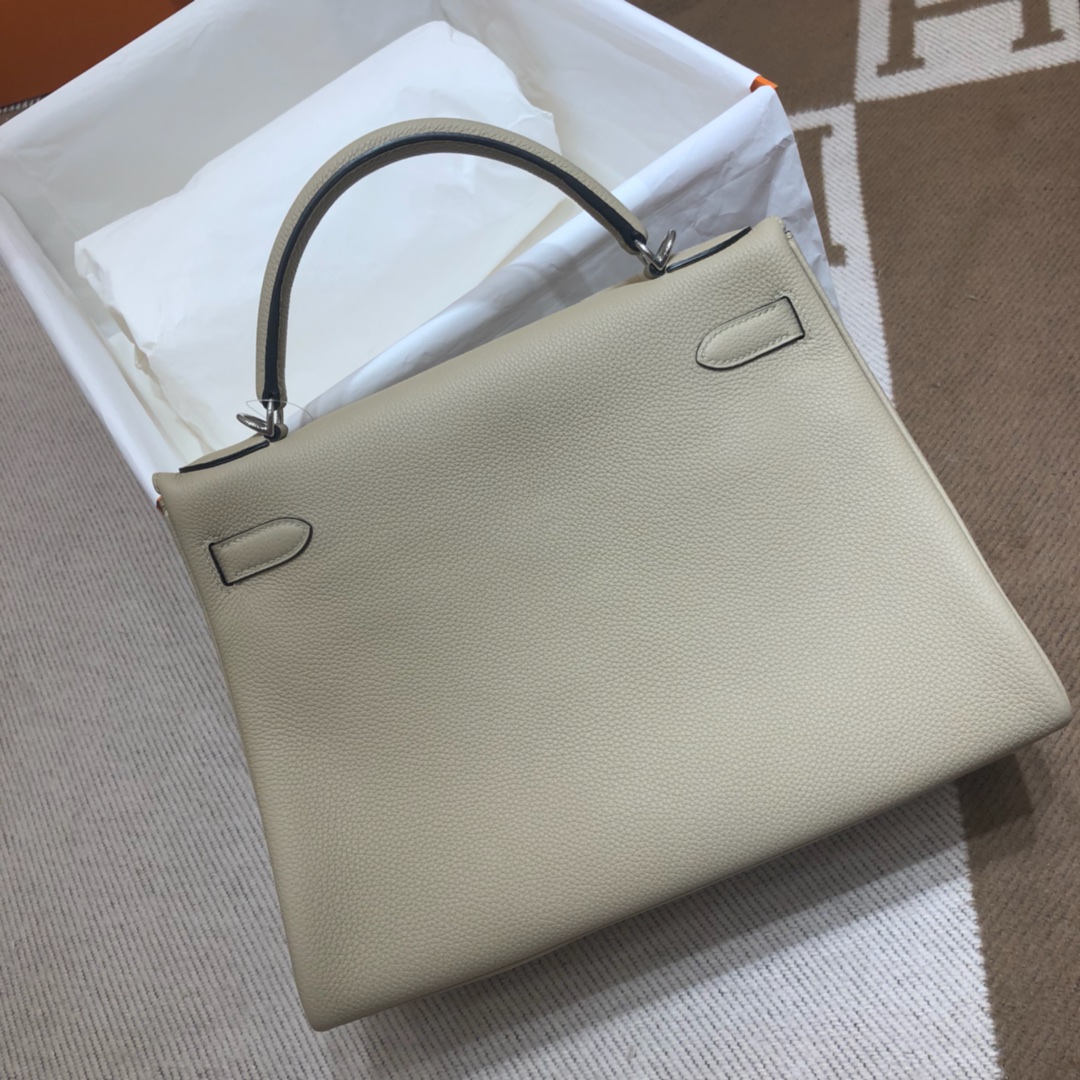 Hermes Kelly 32cm Handbag Shoulder Bag in Pearl Grey Togo Leather